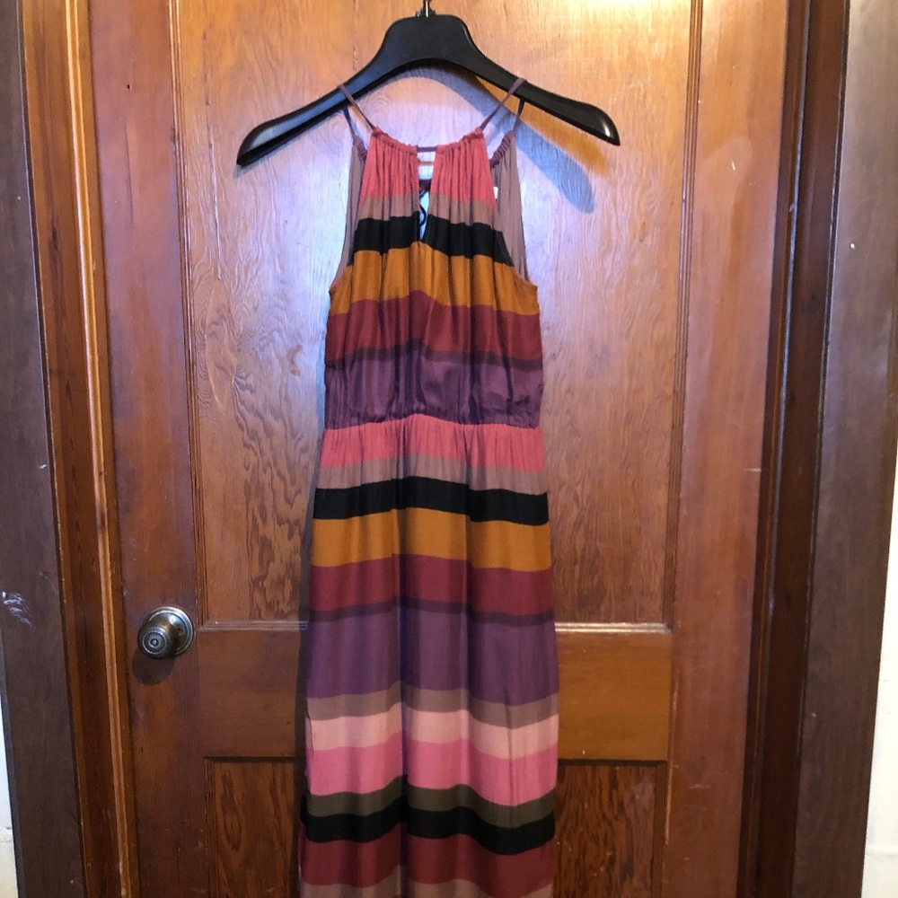 Striped Maxi Dress with halter neck